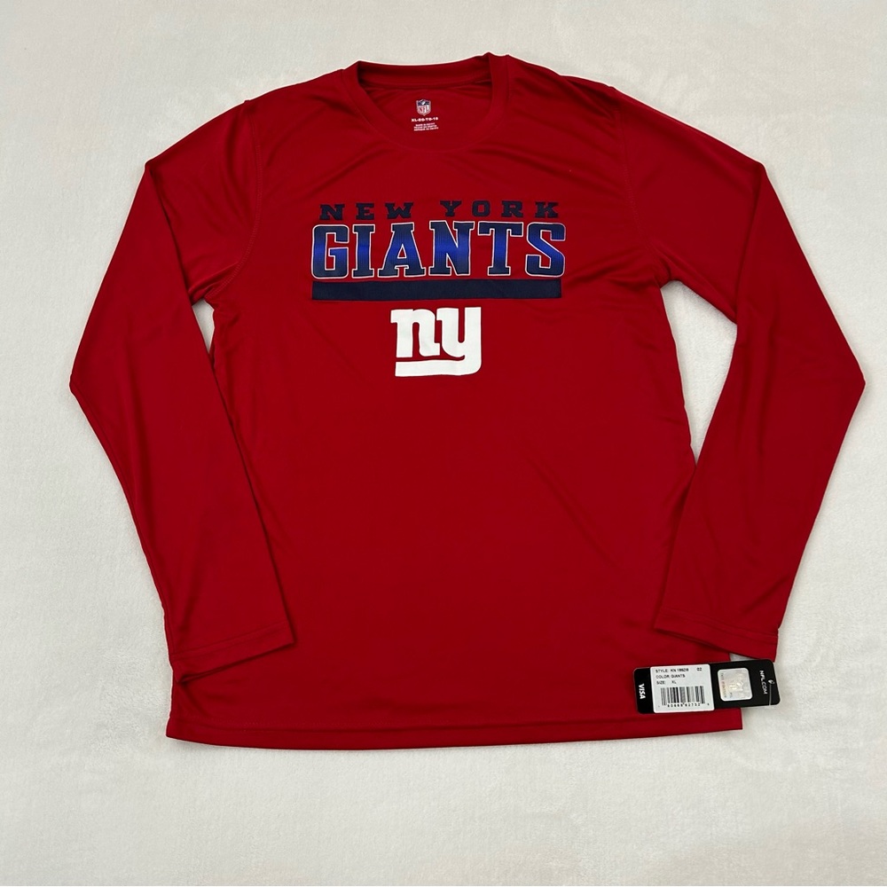 New York NY Giants NFL Football Red Athletic Longsleeve Shirt Youth Kids Size XL
